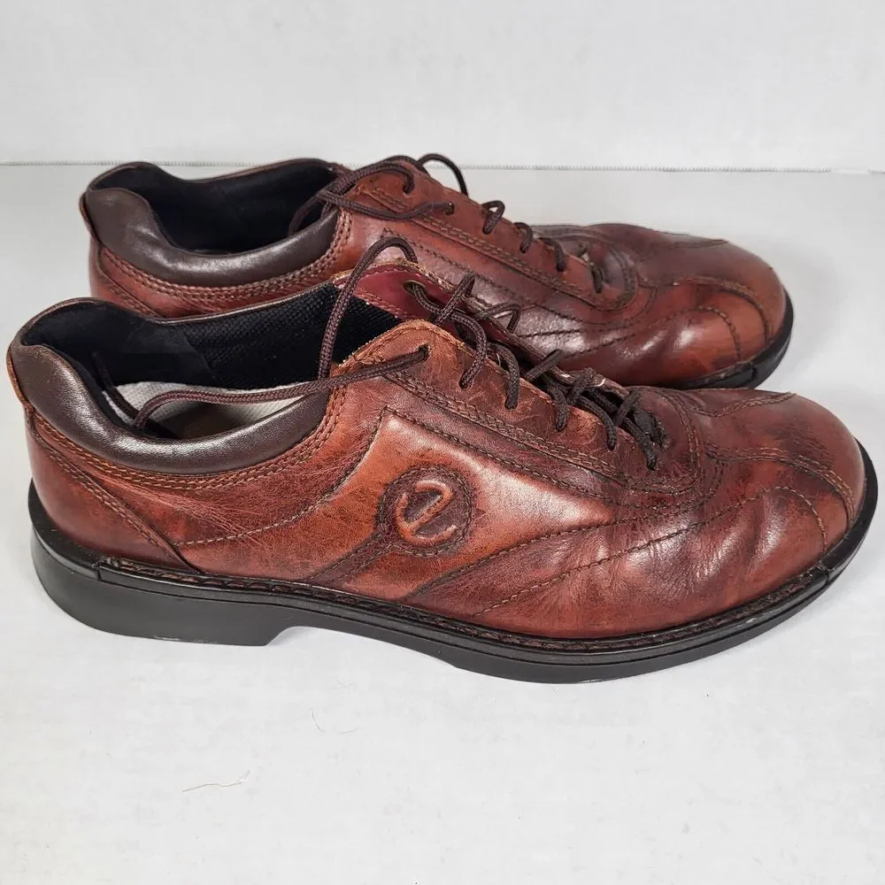 Ecco Men's 43 9/9.5 Light Shock Point Brown Leather Oxford Dress Shoes‎